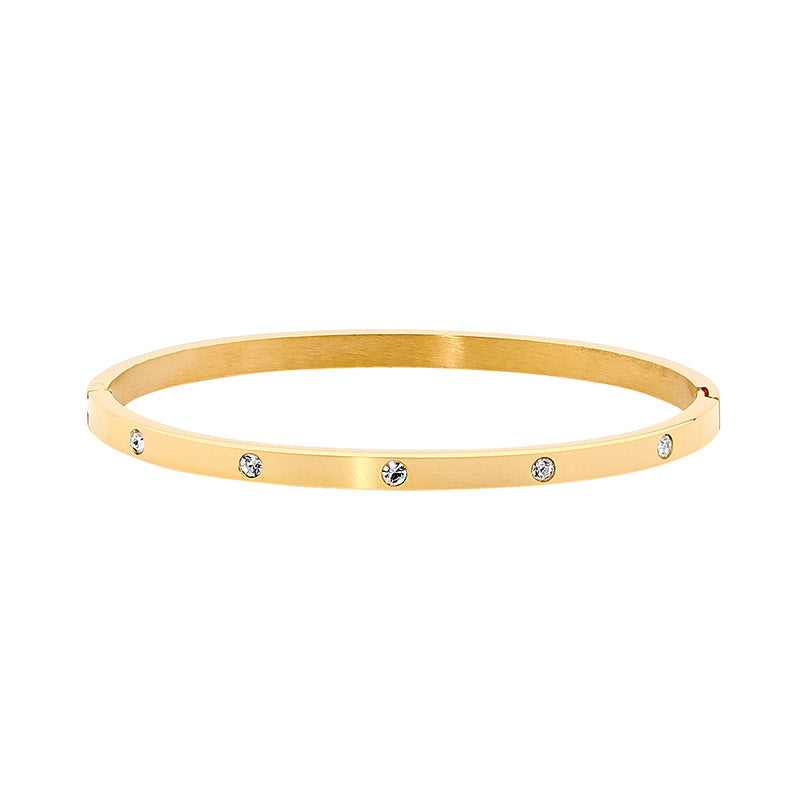 Stainless Steel Gold Plate Bangle 4mm Wide