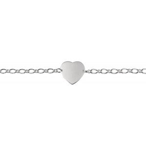 Sterling Silver Heart ID Figaro Bracelet