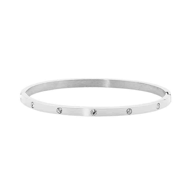 Ellaini Stainless Steel Bangle with Cubic Zirconias.