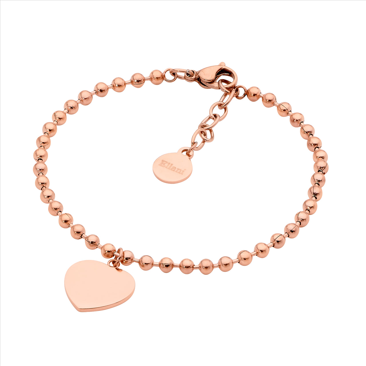 Rose Gold Plate Ball Chain with Flat Heart