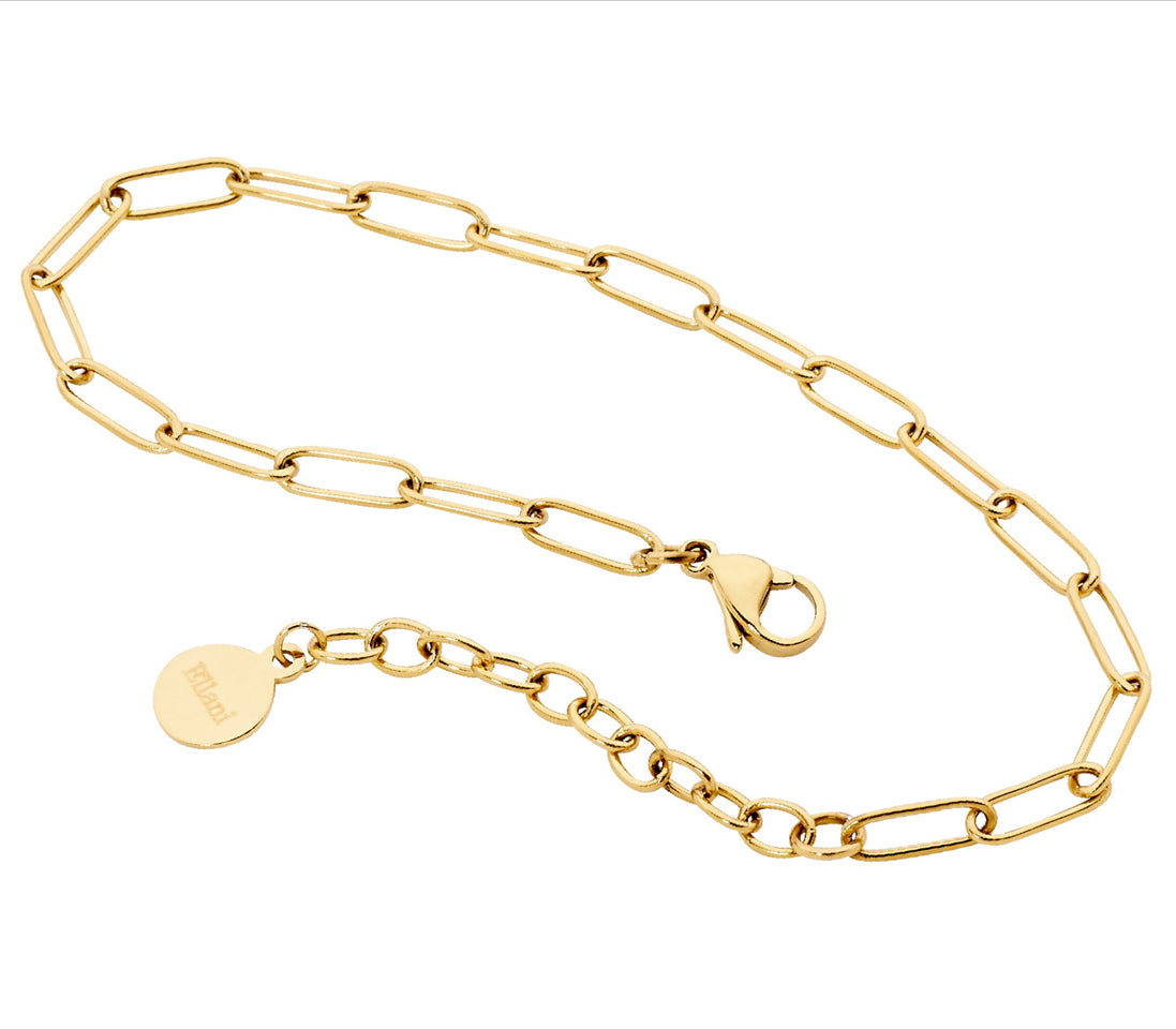 Yellow Gold Plate Paperclip Link Bracelet.