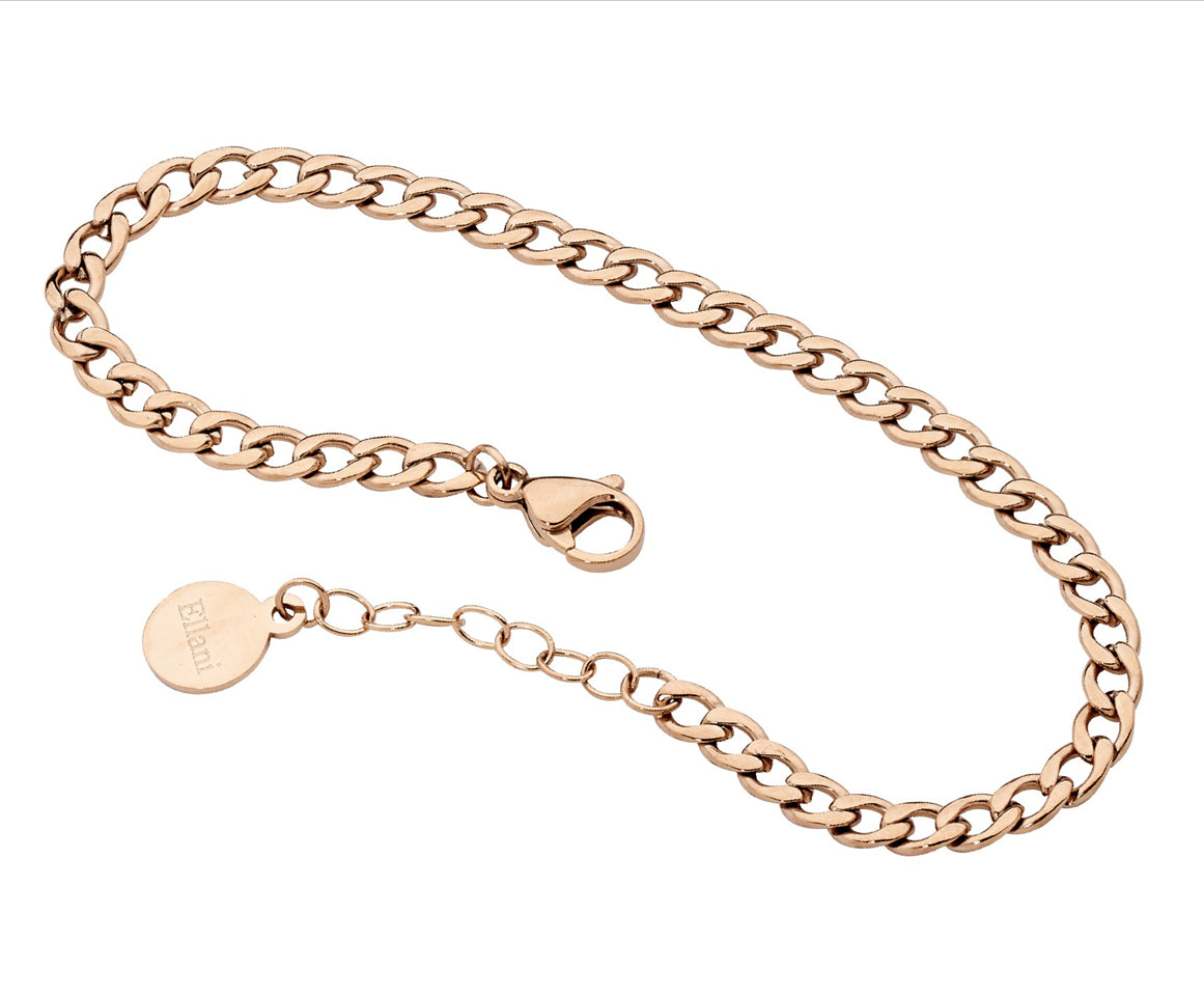Rose Gold Plate Curb Link Bracelet.