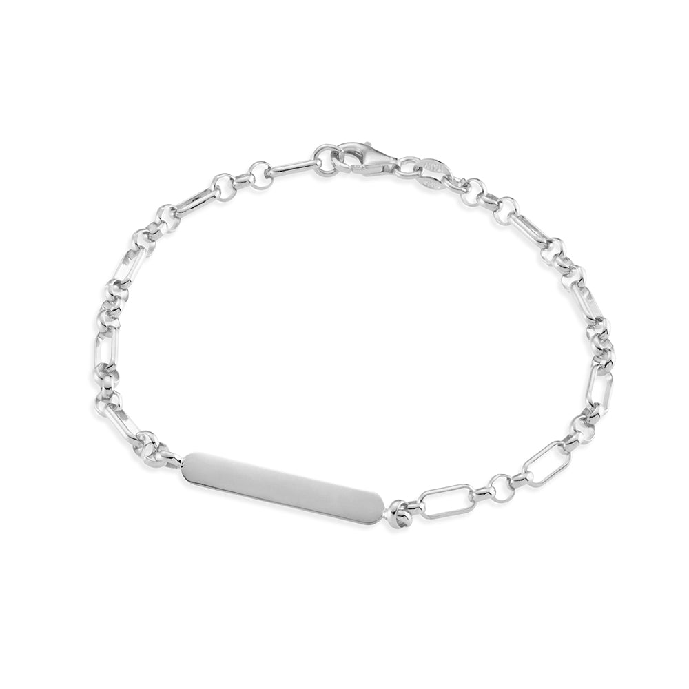 Silver ID Plate Bracelet with Oval links.