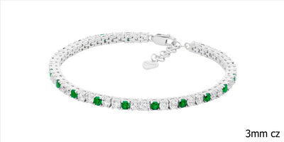 Emerald Green & White Cubic Zirconia Tennis Bracelet.