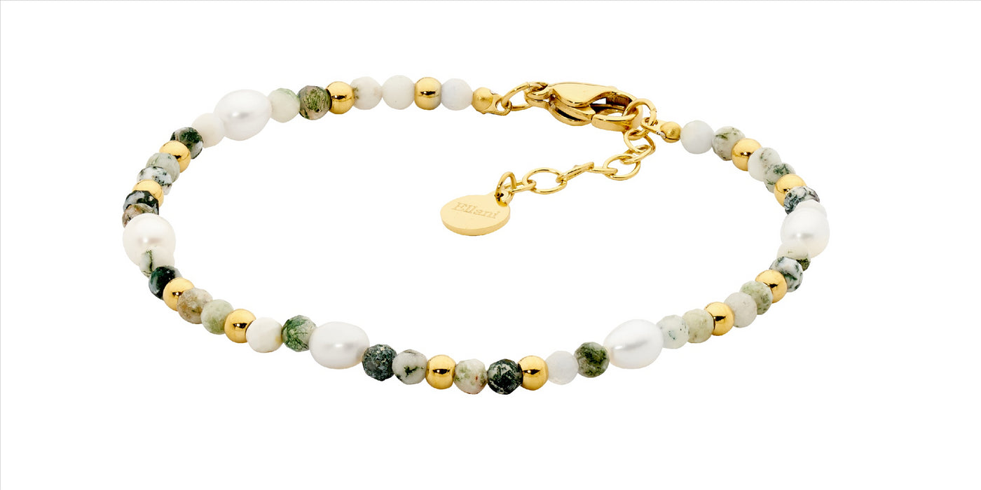 Freshwater Pearl & Tree Agate Fancy Bracelet.