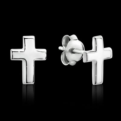 Sterling Silver Small Cross Stud Earrings.
