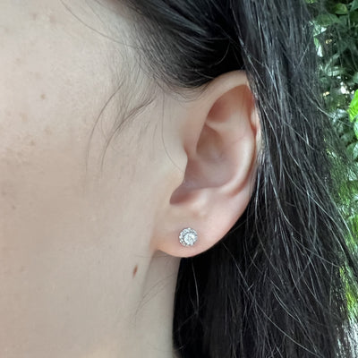 Sterlng Silver CZ Cluster Earrings