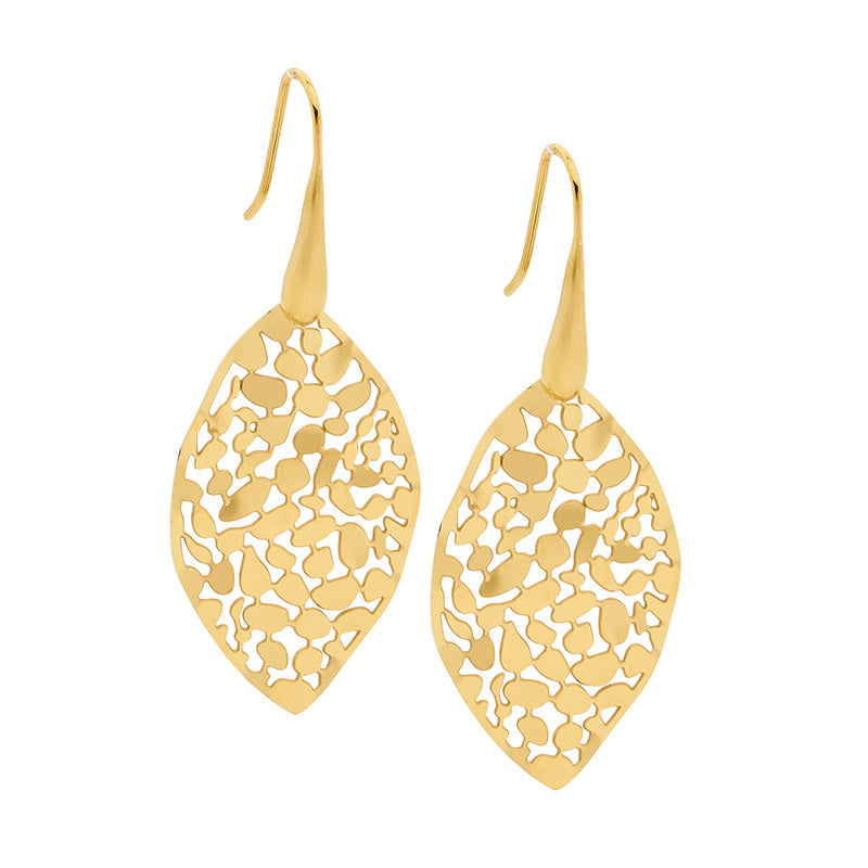 Gold Plate Leaf Drop Earrings