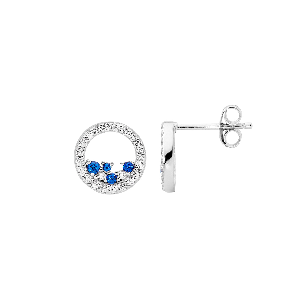 Scattered Blue & White Open Circle Stud earrings