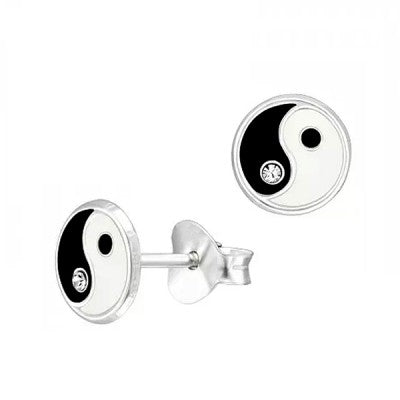 Silver Ying & Yang Stud Earrings.