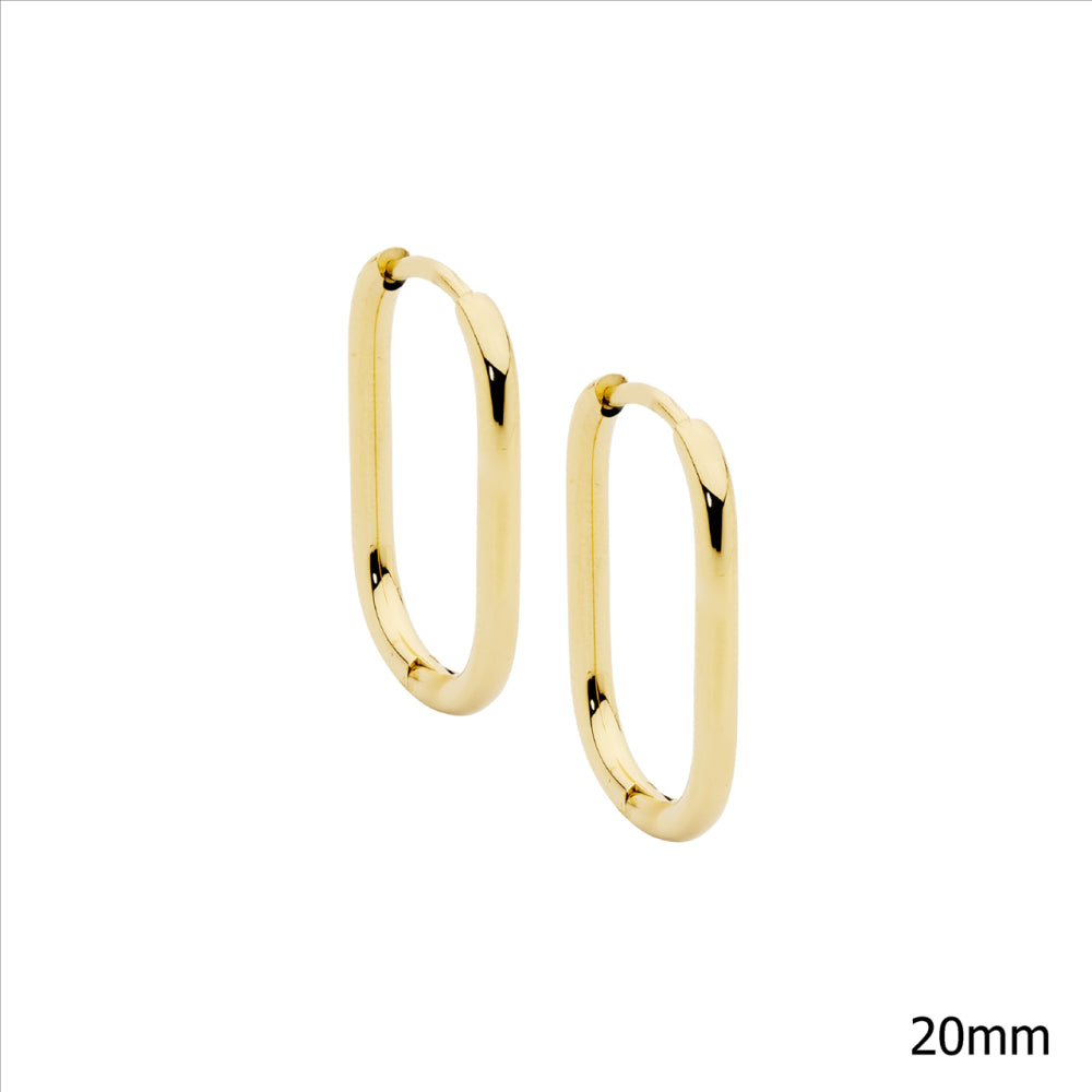 Oval PaperClip Link Huggie Earrings - Yellow Gold Plate
