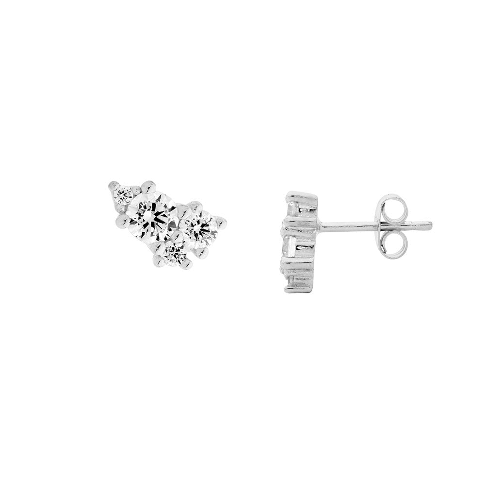 Scattered CZ Cluster Stud earrings - Silver.