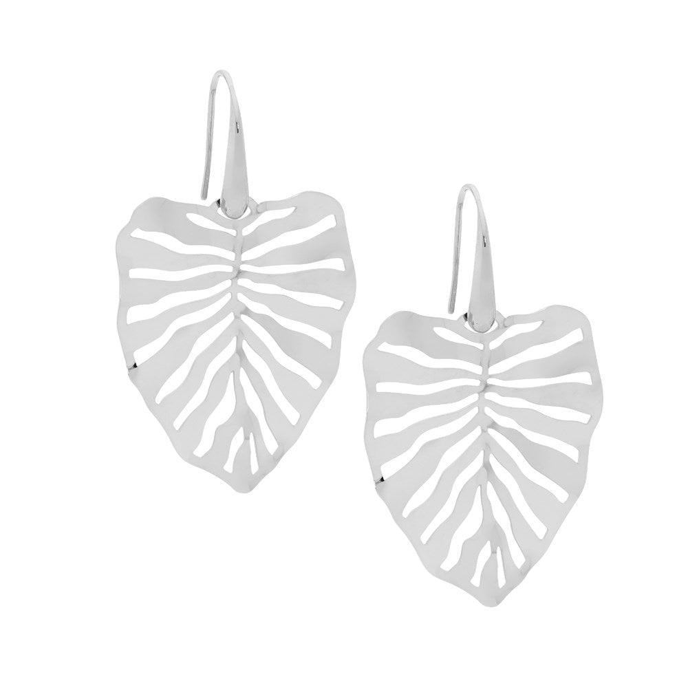Mostera Leaf Drop Earrings - Stainless Steel