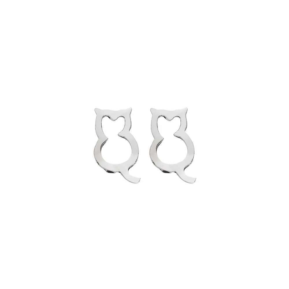 Silver Cat OutlineStud Earrings.