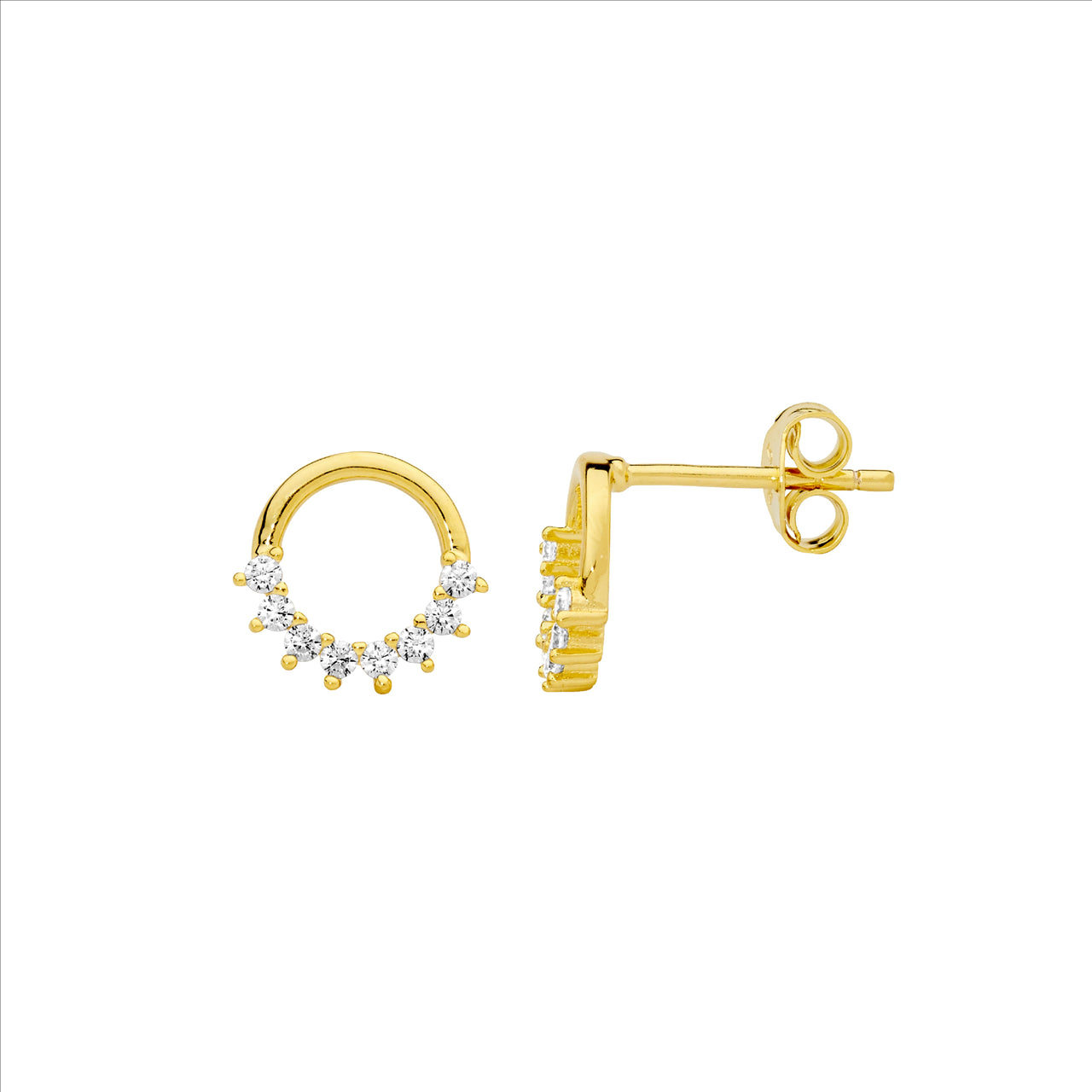 Open Circle Stud Earrings - Yellow Gold.