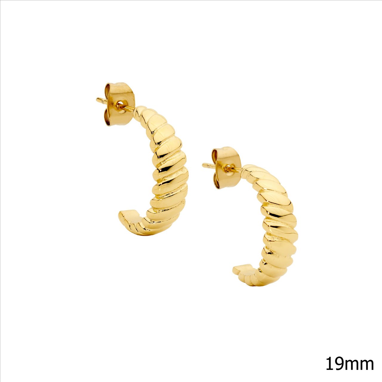Round Twist Half Hoop Earrings - Yellow Gold.