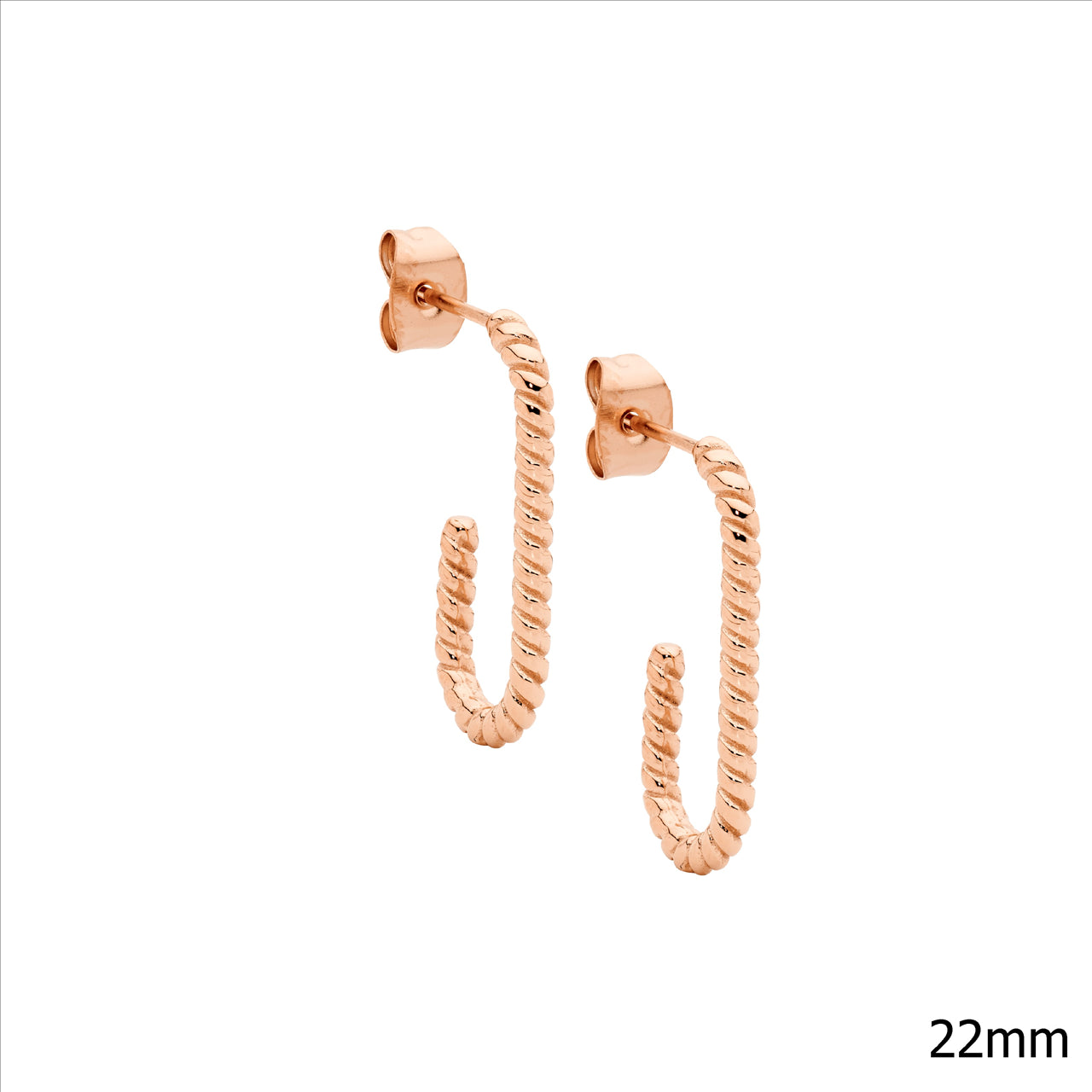 Oval Twist Half Hoop Earrings - Rose Gold.