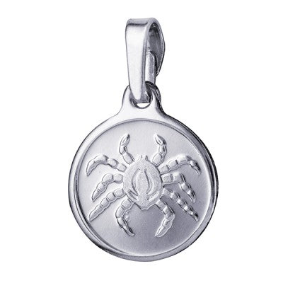 Silver Round Cancer Zodiac Pendant.