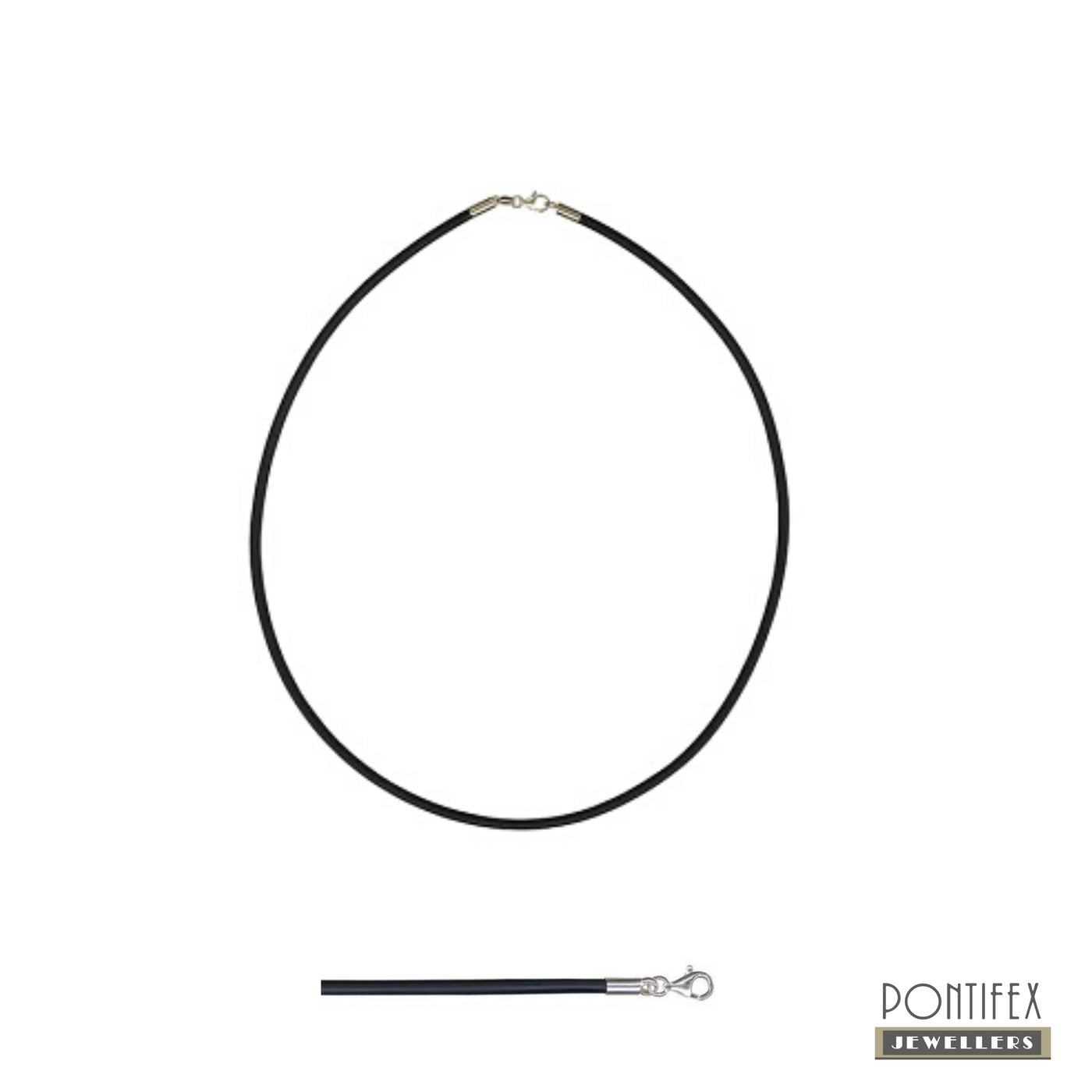 45cm Black Neoprene Necklace with Silver End