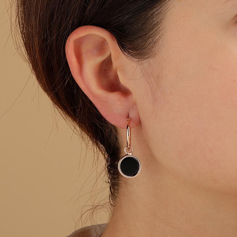 Bronzallure Alba Hoop Earrings With Black Onyx Enhancer.