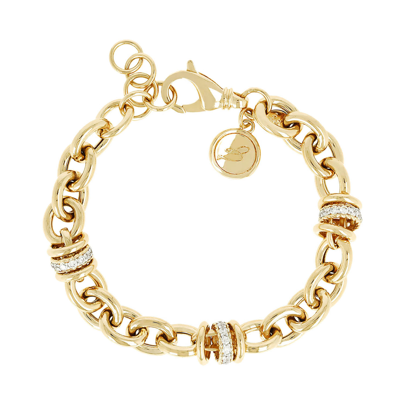 Bronzallure 'Golden' Cubic Zirconia Chain Link Belcher Bracelet.
