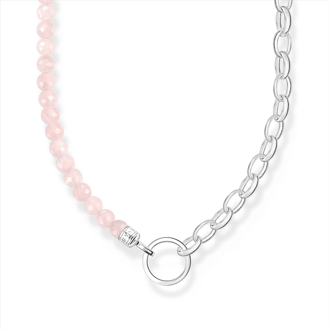 Thomas Sabo Charm Club Rose Quartz & Belcher Chain Link Necklace.