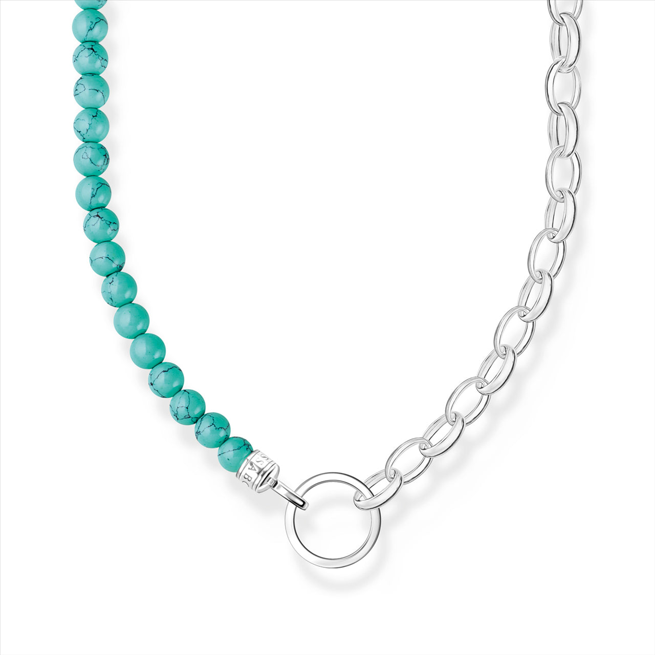 Thomas Sabo Charm Club Turquoise & Belcher Chain Link Necklace.