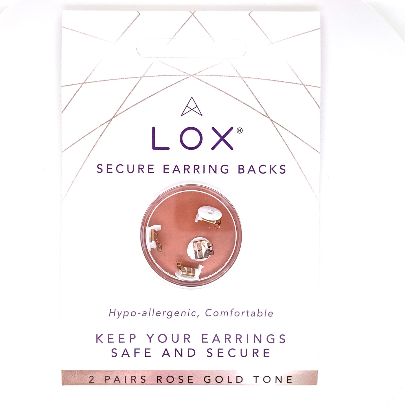 Lox Secure Earring Backs - Rose Tone 2 Pack