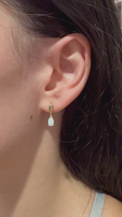Created Opal & Diamond Drop Earrings.
