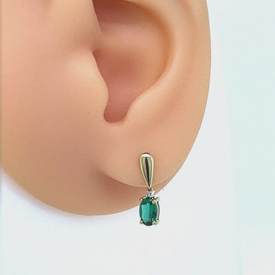 Created Emerald & Diamond Drop Earringsl