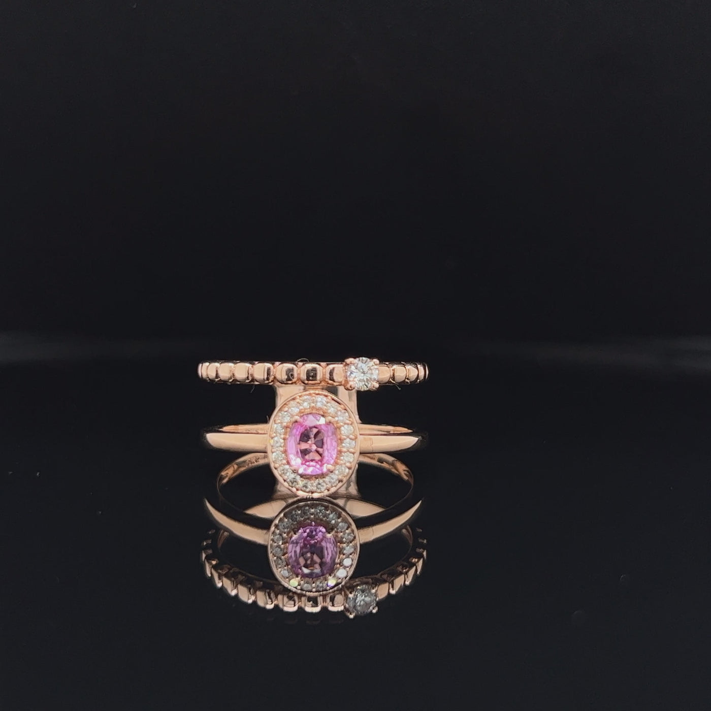 9ct Rose Gold Pink Sapphire & Diamond Ring
