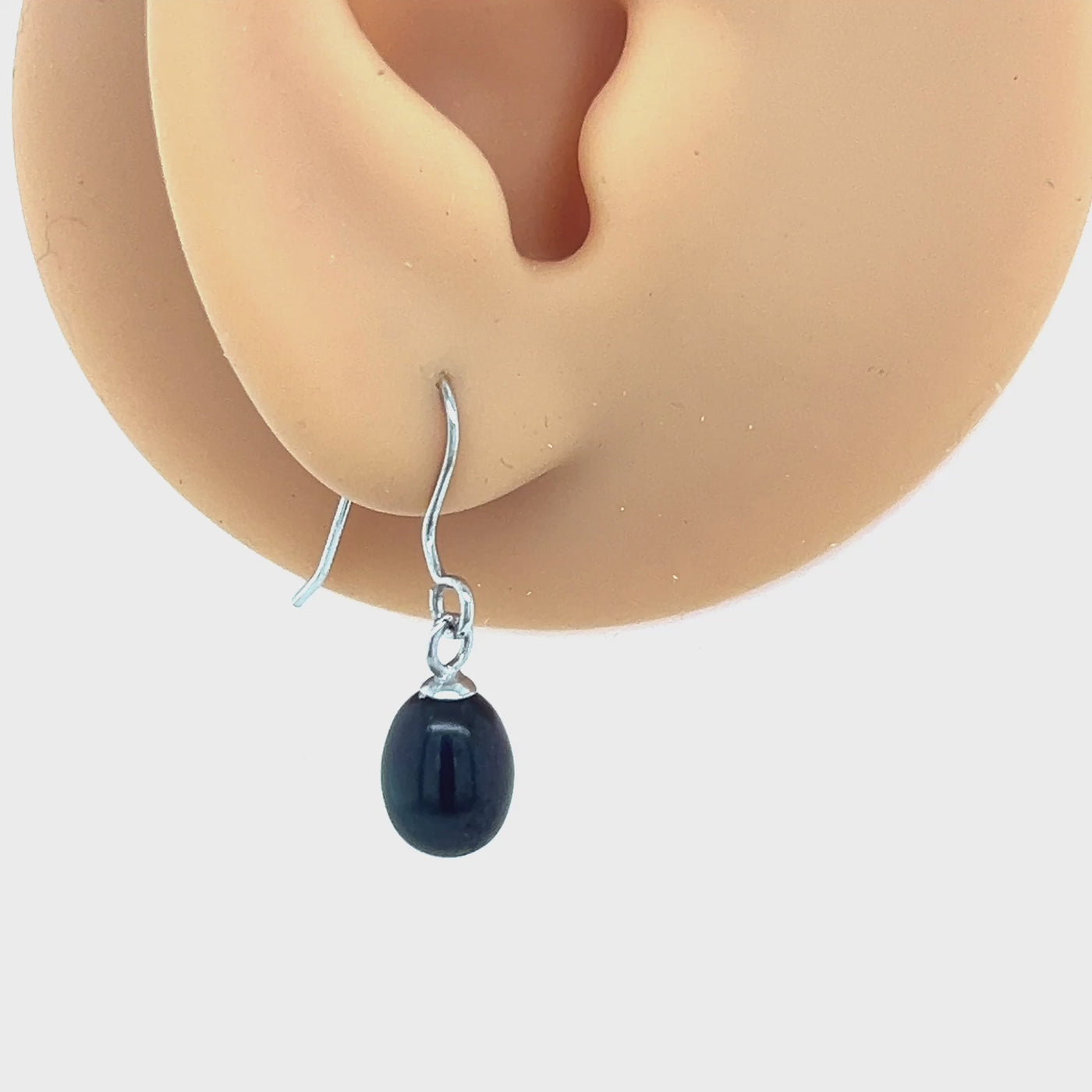 Sterling Silver Black Freshwater Pearl Drop Earrings
