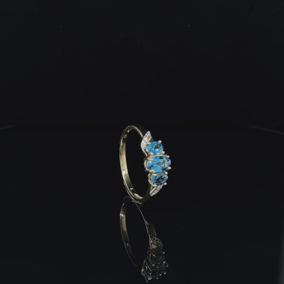 London Blue Topaz Trilogy Ring - Elizabeth Birthstone collection