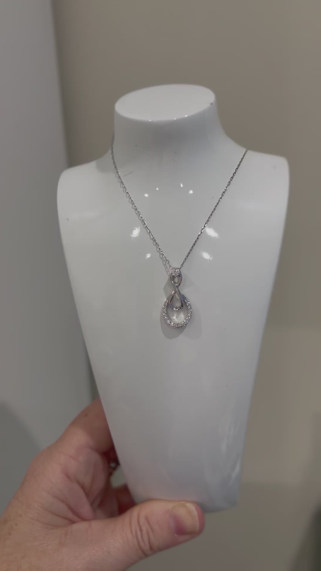 Diamond Set Infinity Drop Necklace.