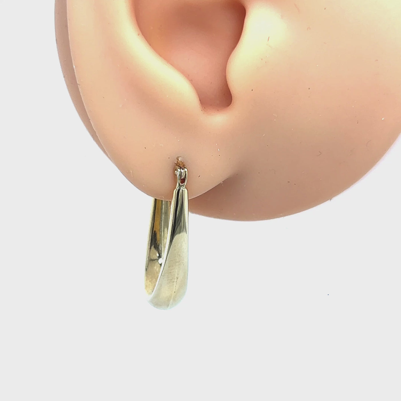 9ct Gold long Tapered Paper Clip Hoop Earrings.