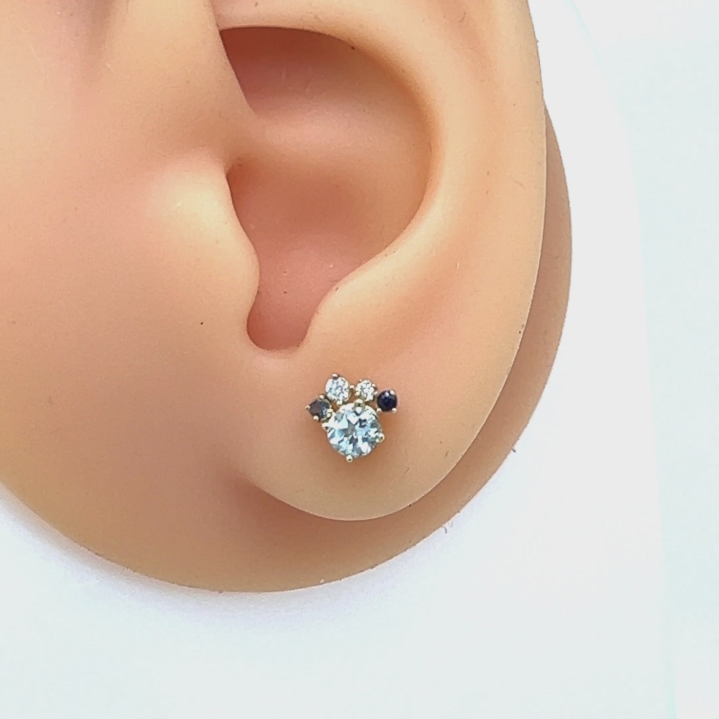9ct Topaz, Sapphire & Diamond Stud Earrings