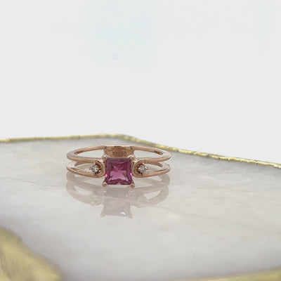 9ct Gold Pink Tourmaline & Diamond Ring