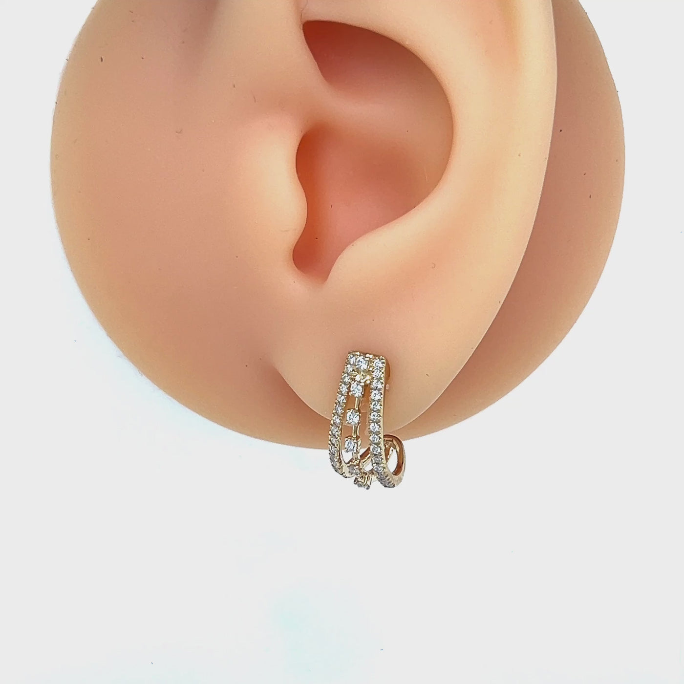 9ct Yellow Gold Diamond Hoop Earrings.