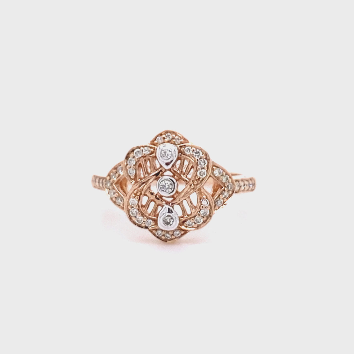 9ct Rose Gold Diamond Filigree Ring