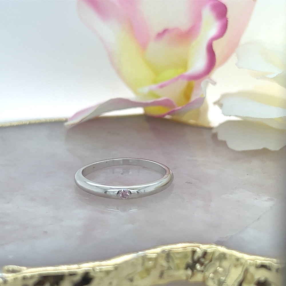 9ct White Gold Natural Argyle Pink Diamond ring.