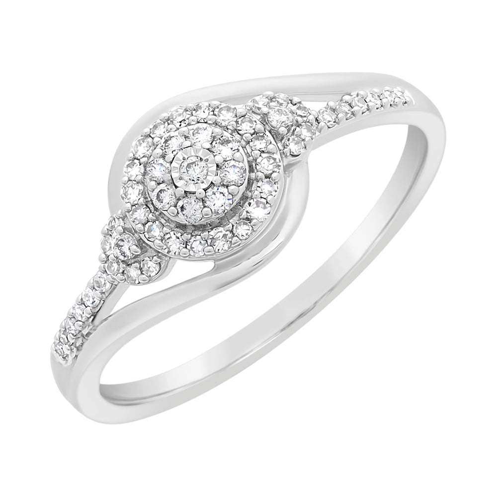 9ct White Gold Diamond Cluster Ring – 0.18ct