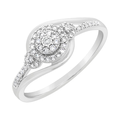 9ct White Gold Diamond Cluster Ring – 0.18ct
