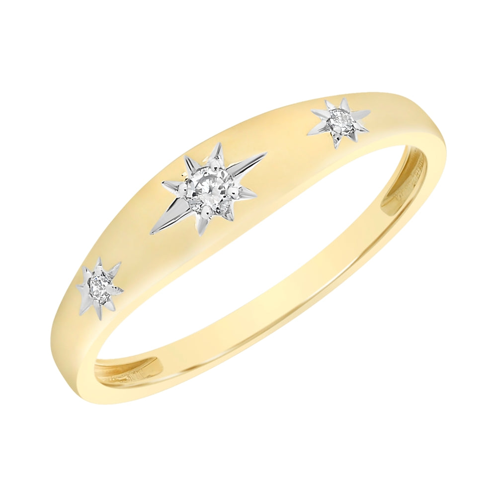 9ct Yellow Gold Star Set Diamond Ring – 0.06ct Total Diamond Weight