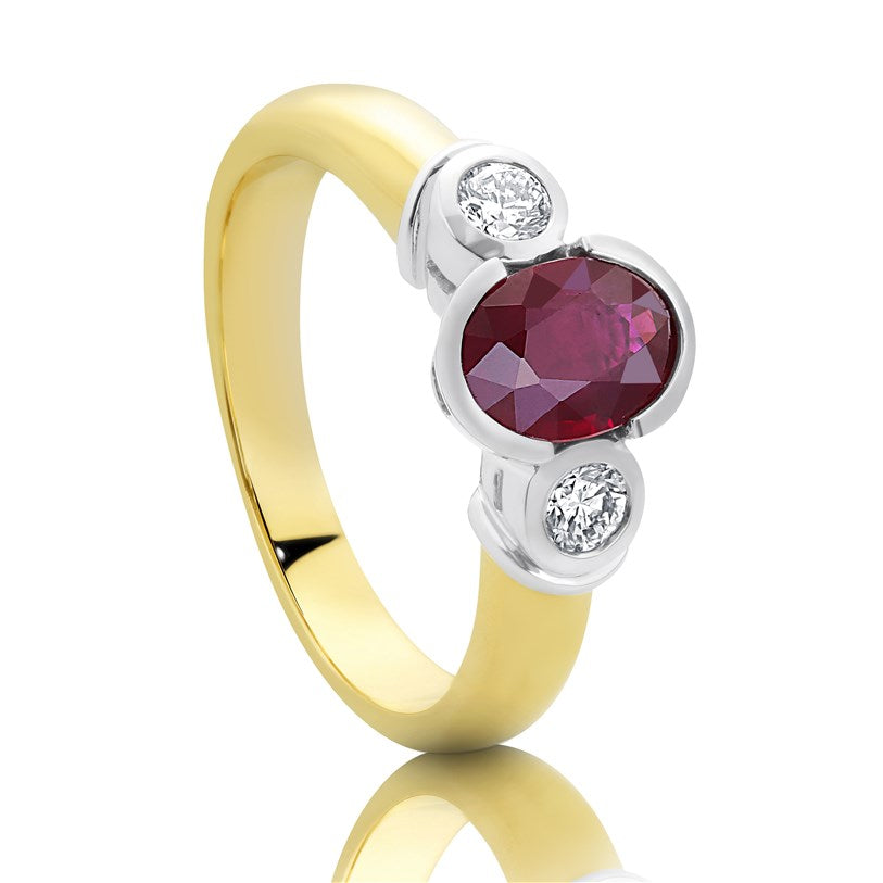 18ct Natural Ruby & Diamond Ring