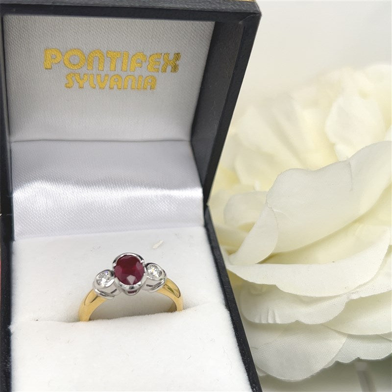 18ct Natural Ruby & Diamond Ring