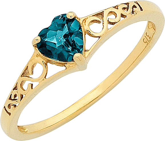 9ct Gold London Blue Topaz Heart Ring