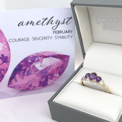 Amethyst Trilogy Ring - Elizabeth Birthstone collection