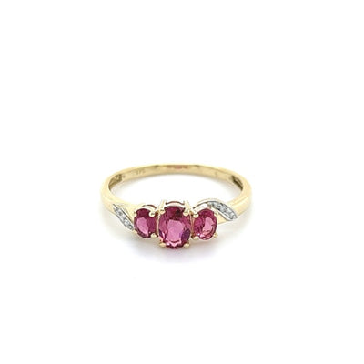 Pink Tourmaline Trilogy Ring - Elizabeth Birthstone collection