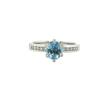 Oval Aquamarine & Diamond Ring.
