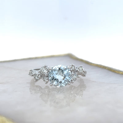 Aquamarine & Diamond Ring.
